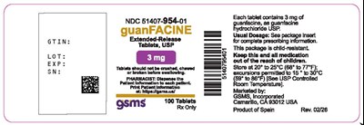 51407-954-01ol (Guanfacine ER Tablets USP 3mg)
